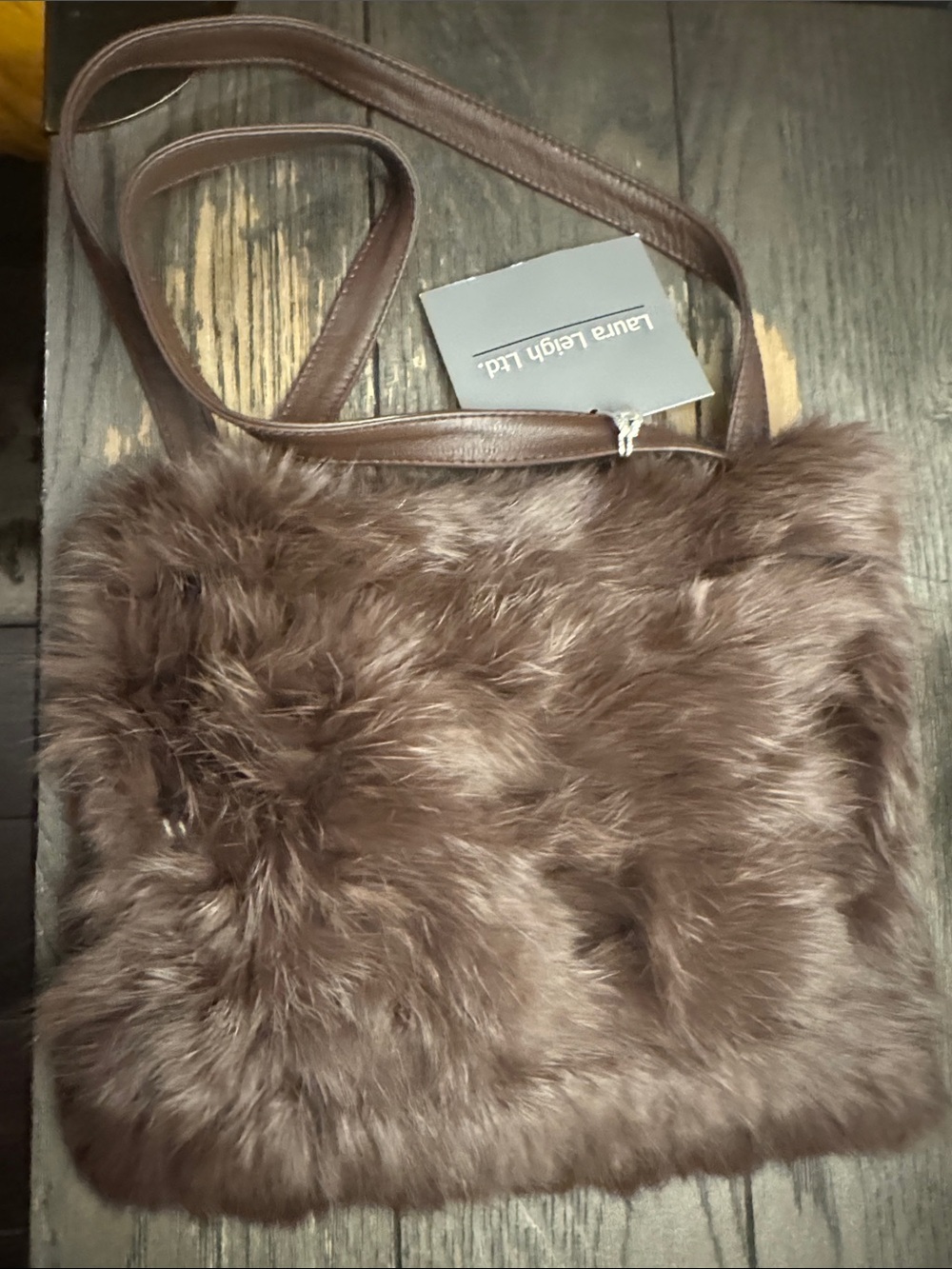 Laura Leigh 100% Rabbit Fur Dressy Purse in Brown